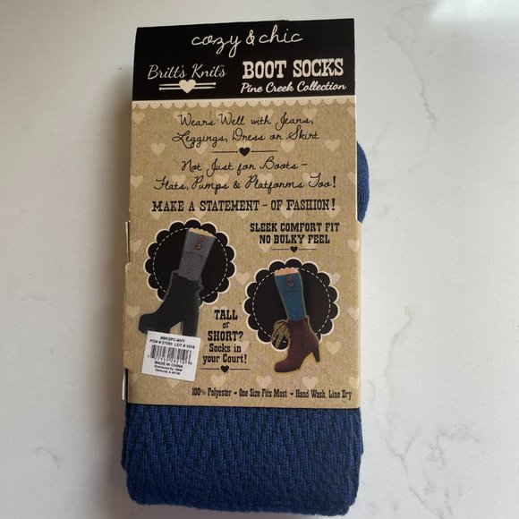 Britts Knits Pine Creek Boot Socks with Buttons Navy Blue One Size Fits Most NEW - Picture 5 of 5